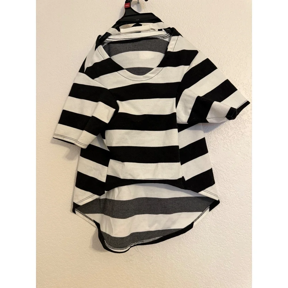 XXL Bad Pet Costume Prisoner Jail Bird‎ Striped Shirt Dog Cat Outfit Halloween